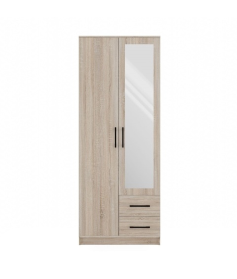 Szafa 80 cm z drążkiem i półkami dąb sonoma SZAF-1004-SON – widok z przodu na zamknięte, eleganckie fronty.