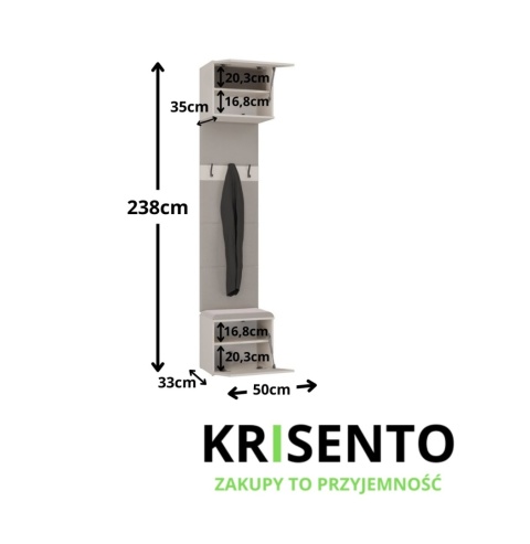 Wymiary garderobianki z siedziskiem GAR-108-1W-KASZ.
