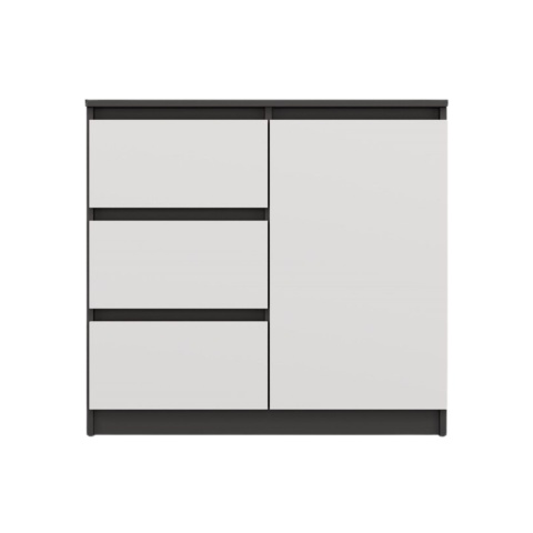 Komoda 80cm KOM-910-ANT-BIEL-MAT antracyt i biały mat – widok z przodu (zamknięte fronty i szuflady).