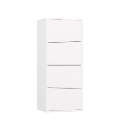 Zamknięta komoda 50 cm KOM-935-BIEL-MAT widoczna w półprofilu.