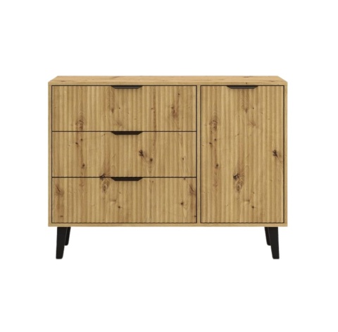 Komoda skandynawska KOM-929-ART-LAM dąb artisan – widok z przodu - zamknięte fronty.