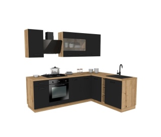Meble kuchenne narożne z blatem KUCH-1802-2-CZERN-EVOKE-240x180