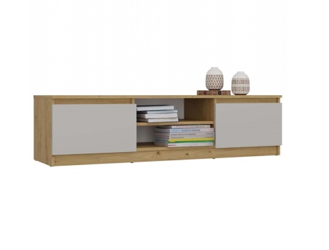 Szafka na tv 140cm RTV-502-ART-KASZ dąb artisan i kaszmir - zamknięte fronty.