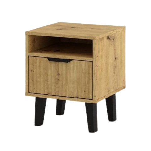 Szafka nocna lamele SN-309-ART-LAM dąb artisan - zamknięty front.