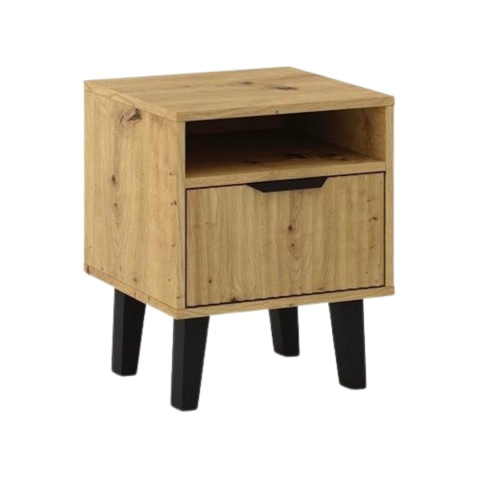 Zamknięta szafka nocna lamele SN-309-ART-LAM widoczna w półprofilu.