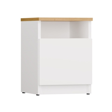 Zamknięta szafka nocna 30 cm SN-316-ART-BIEL-MAT widoczna w półprofilu.