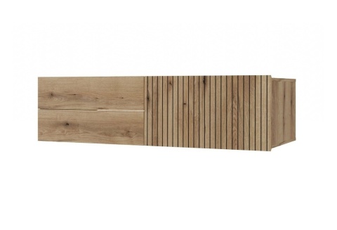 Zamknięta szafka pod umywalkę 140 LAZ-1325-EVO-140CM widoczna w półprofilu.