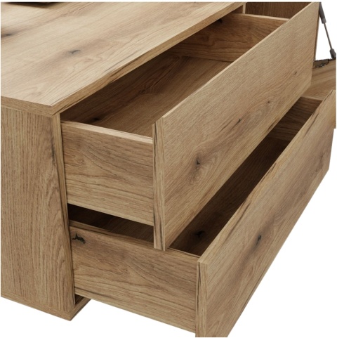 Szafka pod umywalkę 140 LAZ-1325-EVO-140CM - zbliżenie otwartych szuflad.