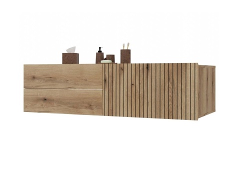 Szafka pod umywalkę 140 LAZ-1325-EVO-140CM w półprofilu - prezentacja mebla w aranżacji łazienkowej.