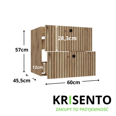 Wymiary szafki pod umywalkę wiszącej 60 LAZ-1325-EVO-60CM.
