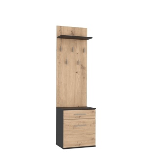 Garderoba z wieszakami antracyt - dąb artisan GAR-103-ANT-ART