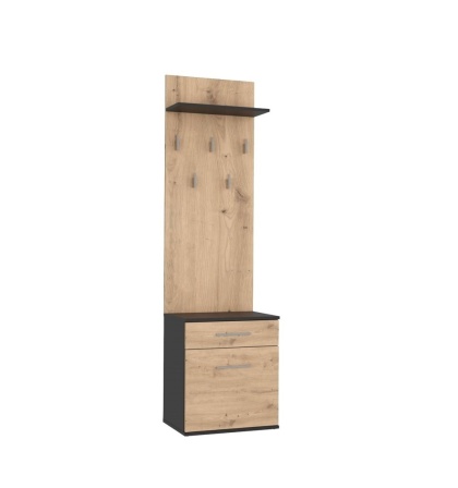 Garderoba z wieszakami antracyt - dąb artisan GAR-103-ANT-ART