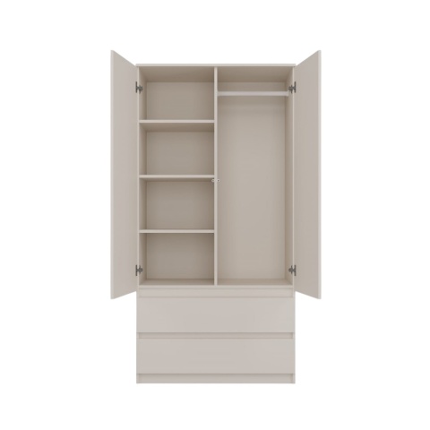 Kaszmirowa szafa SZAF-1009-KASZ – widok z przodu (otwarte drzwi).