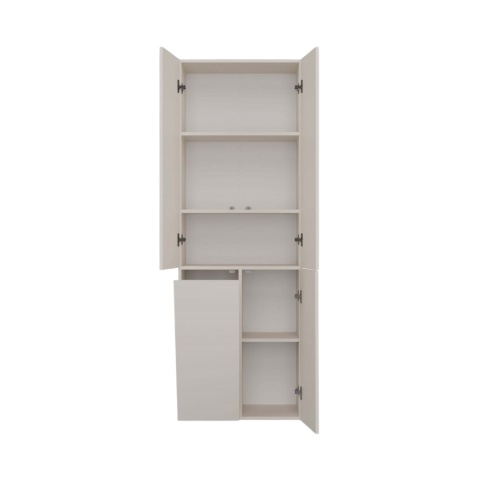 Słupek do łazienki 60 cm LAZ-1320-KASZ w kolorze kaszmir – widok z przodu (otwarte fronty).