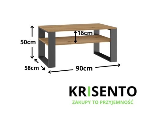 Wymiary stolika do kanapy antracyt dąb artisan STOL-803-ANT-ART.