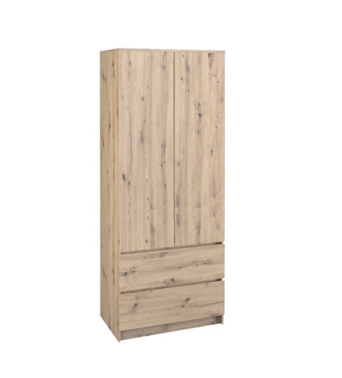 ALT: Zamknięta szafa z półkami i szufladami 90cm SZAF-1008-ART widoczna w półprofilu.