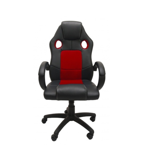 Ergonomiczny fotel gamingowy czerwony FOT-407-CZER – widok z przodu na kubełkowe oparcie i poduszki.