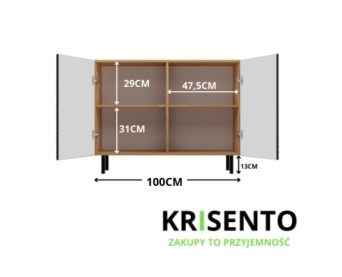 Wymiary komody KOM-921-ART-GRAN o szerokości 100 cm.