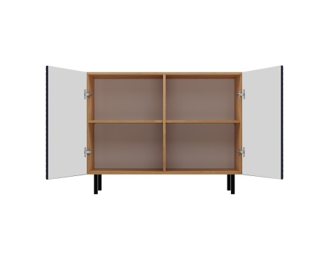 Otwarta komoda 100 cm granatowa z blatem dąb artisan KOM-921-ART-GRAN – widok z przodu.
