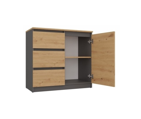Komoda 2 metry antracyt dąb artisan KOM-925-ANT-ART-BA – drugi element długiej komody.