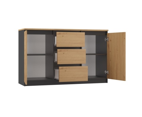 Komoda 2 metry antracyt dąb artisan KOM-925-ANT-ART-BA – pierwszy element długiej komody.