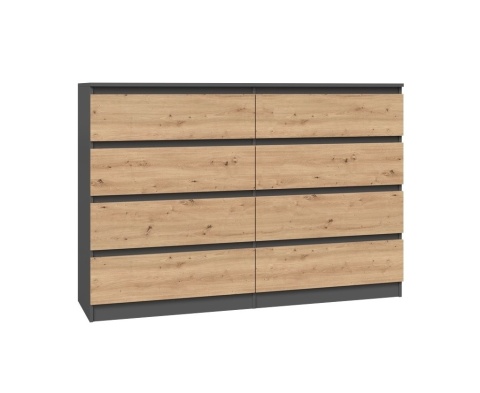 Zamknięta komoda KOM-908-ANT-ART w kolorze antracytowym z dębem artisan w półprofilu.