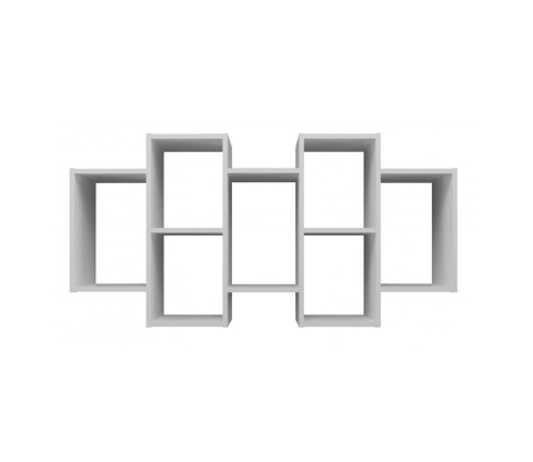 Regał ścienny wiszący biały mat POL-1104-BIEL-MAT – widok z przodu na geometryczny układ półek.