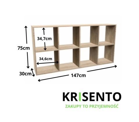 Wymiary całkowite regału wolnostojącego RE-1409-SON.