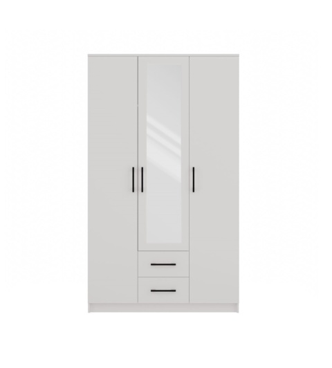 Szafa 3-drzwiowa biała 120 cm SZAF-1005-L-BIEL-MAT – widok z przodu.