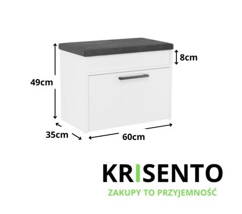 Wymiary białej szafki BUT-208-BIEL-MAT na buty.