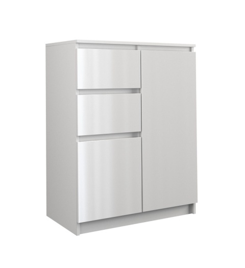 KOMODA BIAŁA POŁYSK 2 DRZWI 2 SZUFLADY 70CM 2D2S