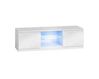 Szafka pod telewizor podświetlana biały połysk 120cm RTV-501-BIEL-POL+L