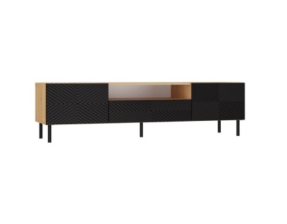 Szafka rtv frezowana 160 cm dąb artisan - czerń RTV-506-ART-CZERN