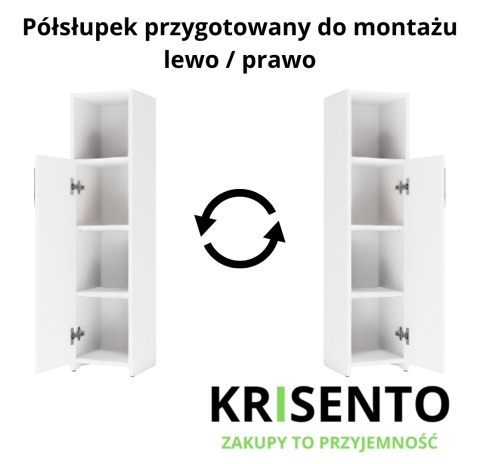 Schemat montażu wąskiego słupka łazienkowego 25 cm LAZ-1337-BIEL-MAT.