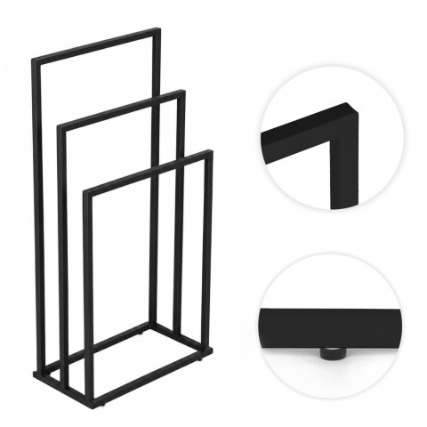 Stojak na ręczniki do łazienki STR-2101-3X-CZERN-MAT