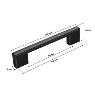 Uchwyt Meblowy UL Długość 137mm Rozstaw 96mm i 128mm Czerń Mat