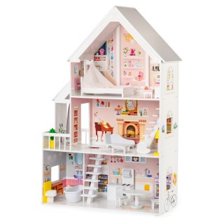 Drewniany Domek Dla Lalek XXL Rezydencja Pudrowa 126cm