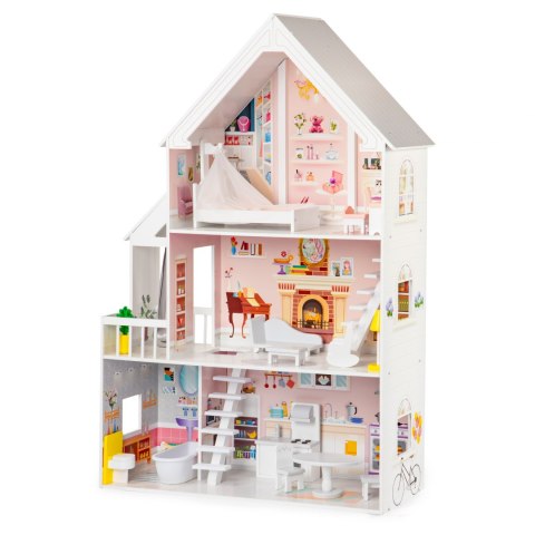 Drewniany Domek Dla Lalek XXL Rezydencja Pudrowa 126cm