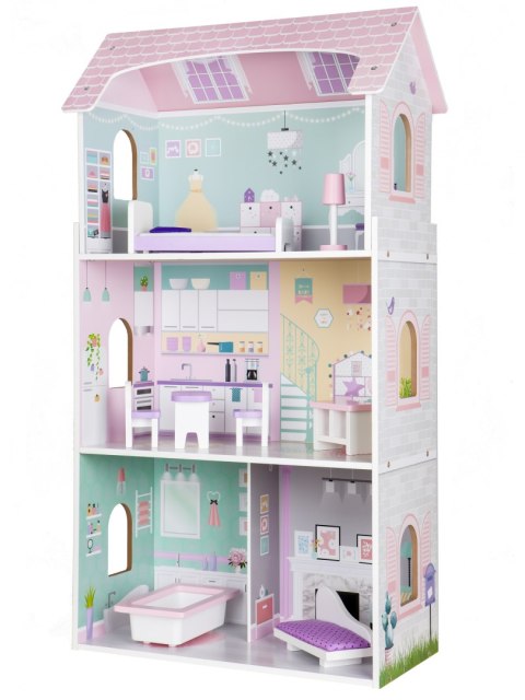 Drewniany Domek Dla Lalek + Mebelki Rezydencja Jagodowa 95cm