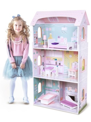 Drewniany Domek Dla Lalek + Mebelki Rezydencja Jagodowa 95cm