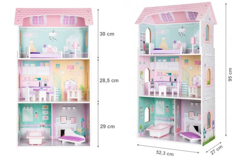 Drewniany Domek Dla Lalek + Mebelki Rezydencja Jagodowa 95cm