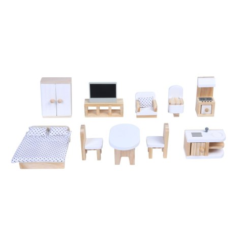 Drewniany Domek Dla Lalek z Meblami Rezydencja Emma 70cm