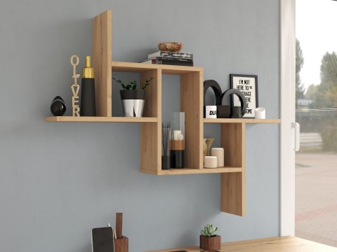 Wykorzystanie półki dąb artisan POL-1103-ART w sypialni nad komodą – widok 3/4.