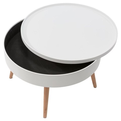 Stolik kawowy okrągły ze schowkiem 60cm STOL-827-BIEL-SOSNA