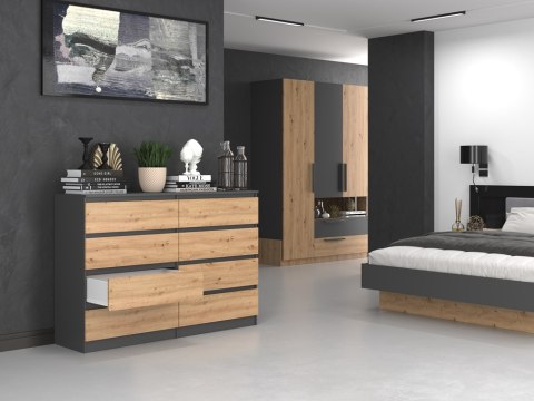Stylowe wnętrze sypialni z otwartą komodą KOM-908-ANT-ART.