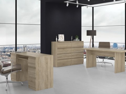 Komoda dąb sonoma KOM-908-SON w aranżacji minimalistycznego biura– widok 3/4.