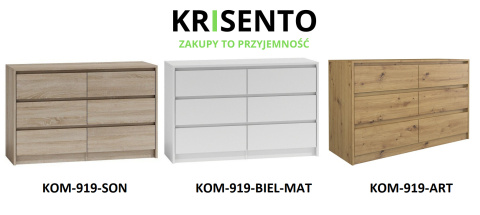 Dostępne warianty kolorystyczne komód: Komoda niska KOM-919.