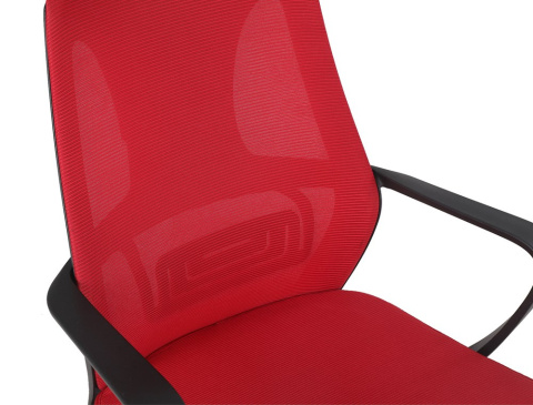 Nowoczesny fotel ergonomiczny czerwony FOT-402-CZERWO - zbliżenie na oparcie.