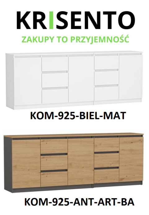 Dostępne warianty kolorystyczne mebla: Szeroka komoda 200 cm KOM-925.