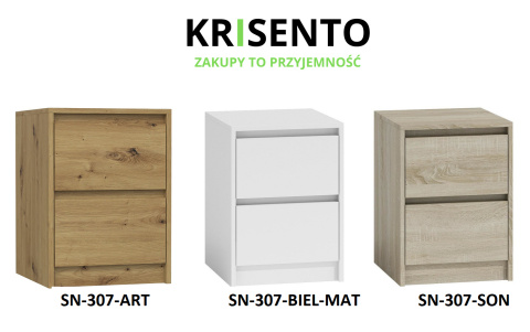 Dostępne warianty kolorystyczne szafek nocnych z szufladami: Model SN-307.